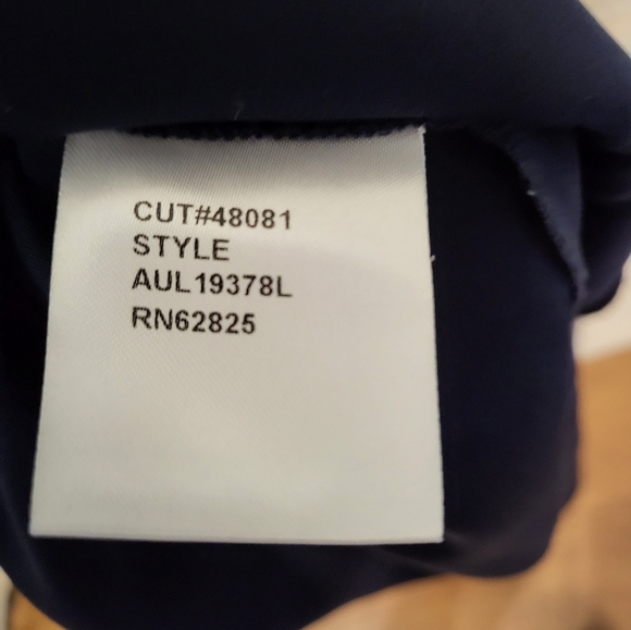 TADASHI SHOJI TWIST TOP EMBROIDERED MESH CREPE LONG DRESS DARK BLUE - Picture 4 of 8